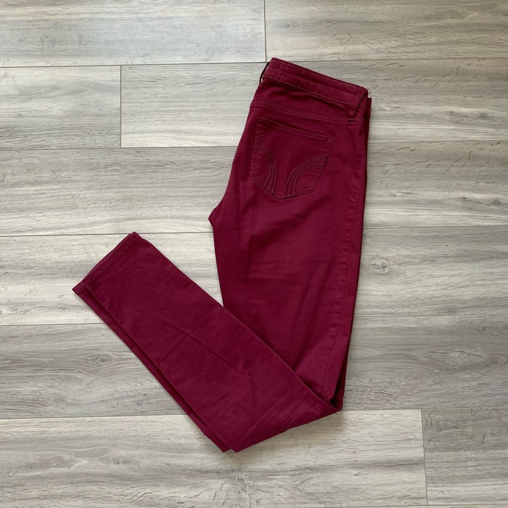 Hollister Super Skinny Jeans Size 9L Wine Color